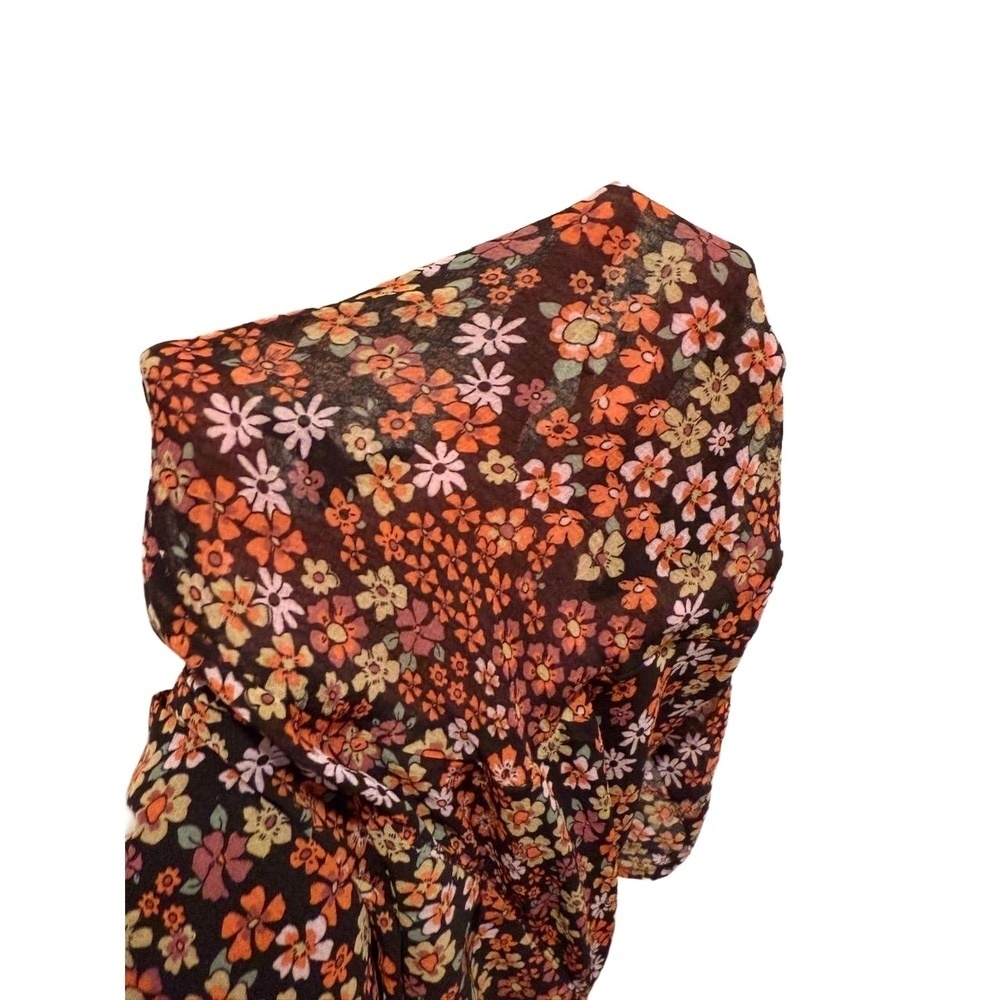 Free People Mini Dress Womens Size M Black Multi Floral Puff Sleeve Bohemian EUC - Picture 11 of 11